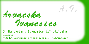 arvacska ivancsics business card
